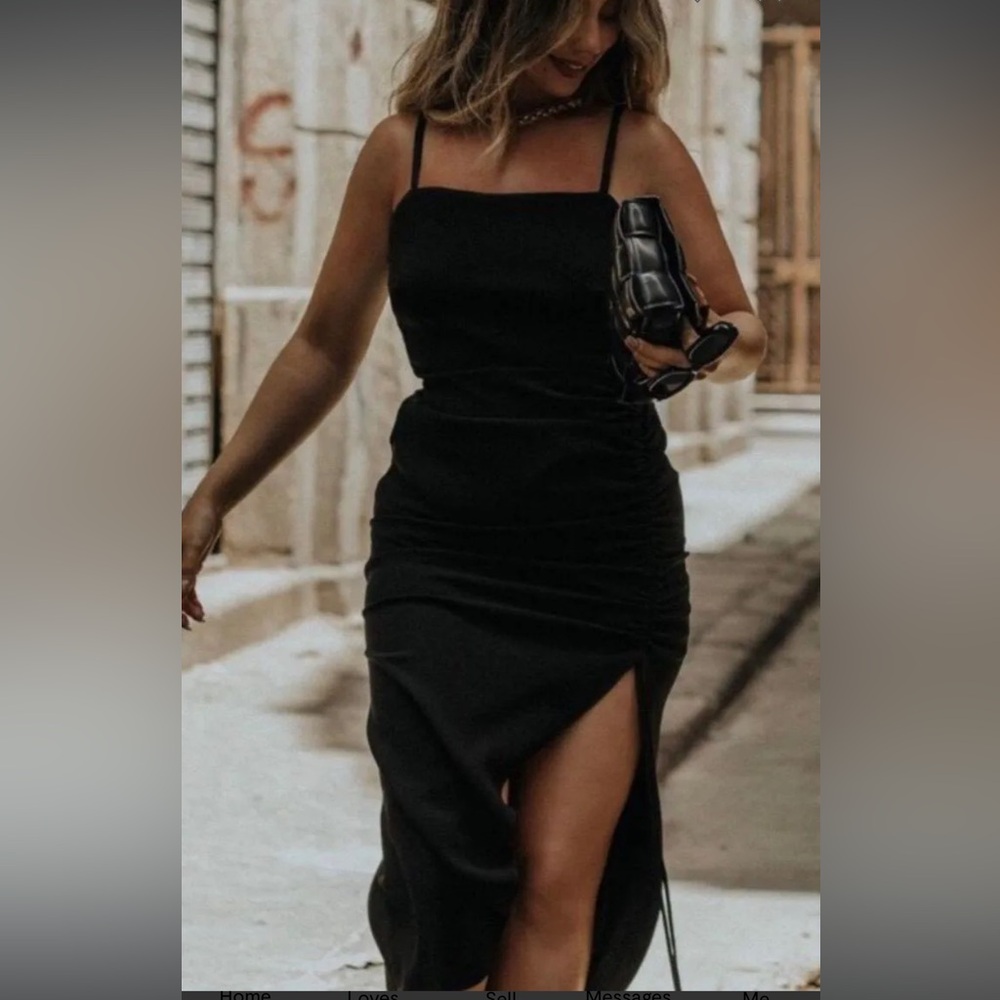 NWT Zara Black Ruched Dress - Picture 3 of 7